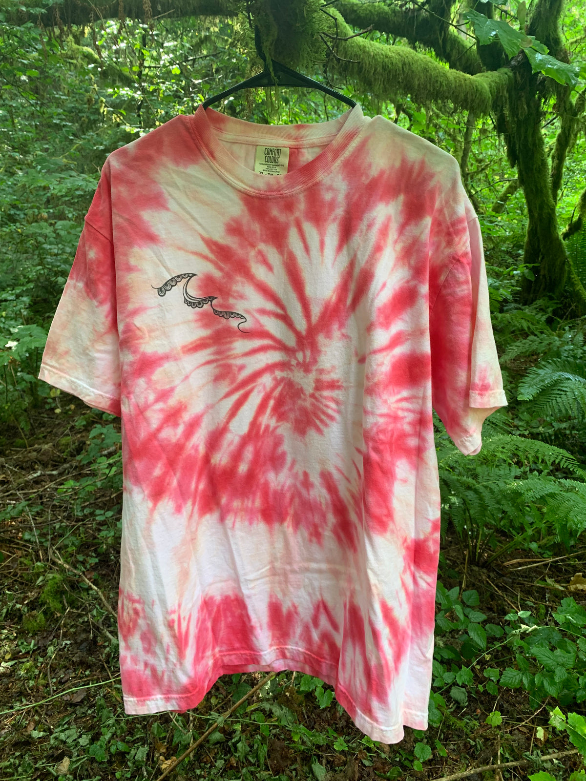 Pink/Red & White Tie Dye Salmon T-Shirt - XL