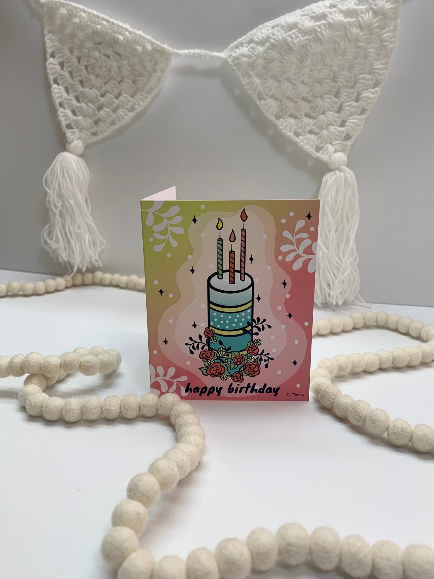 Pink and Green Birthday Card