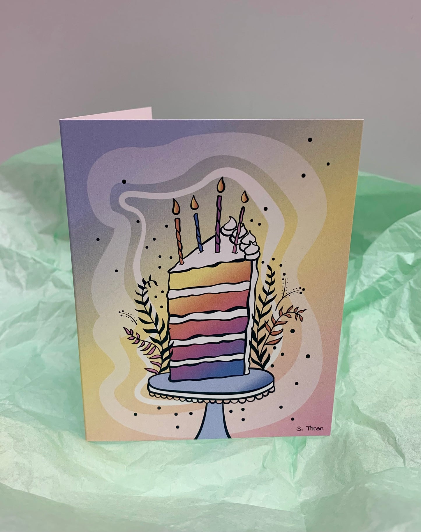 Pastel Cake Slice Birthday Card