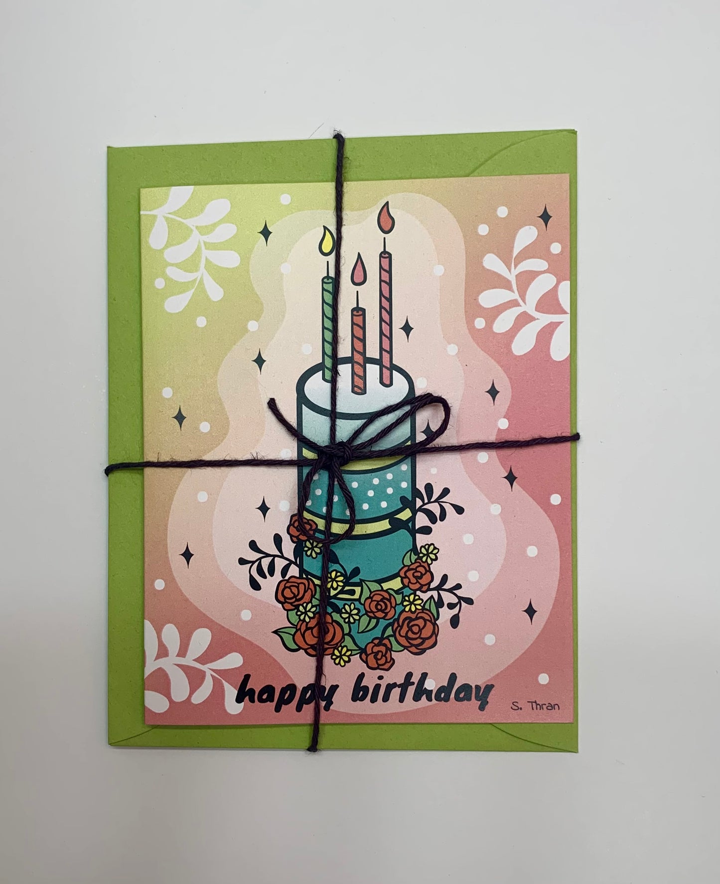 Pink and Green Birthday Card