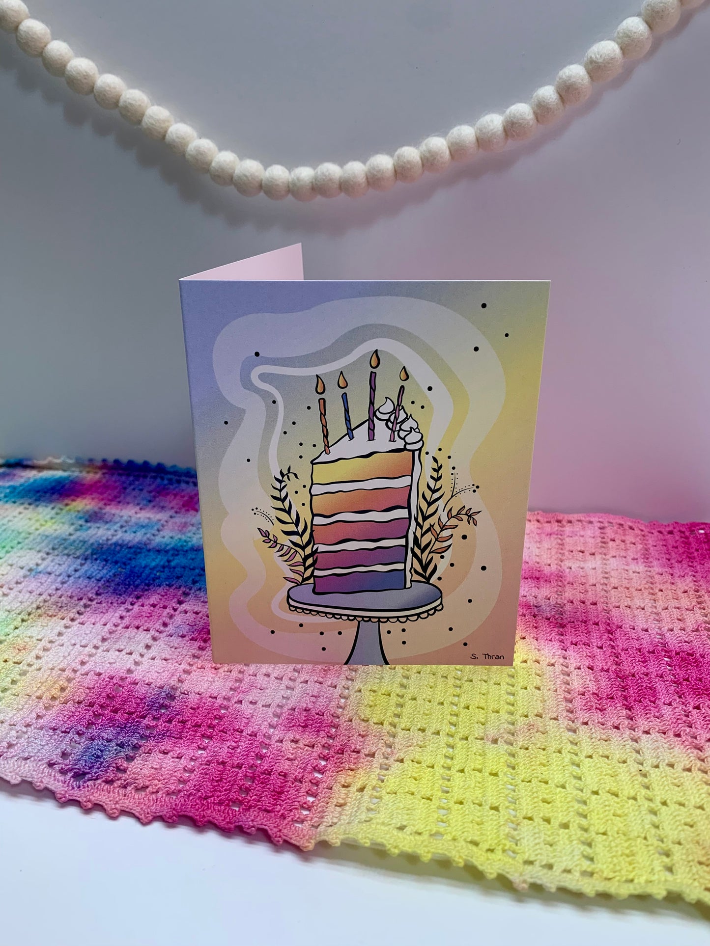 Pastel Cake Slice Birthday Card