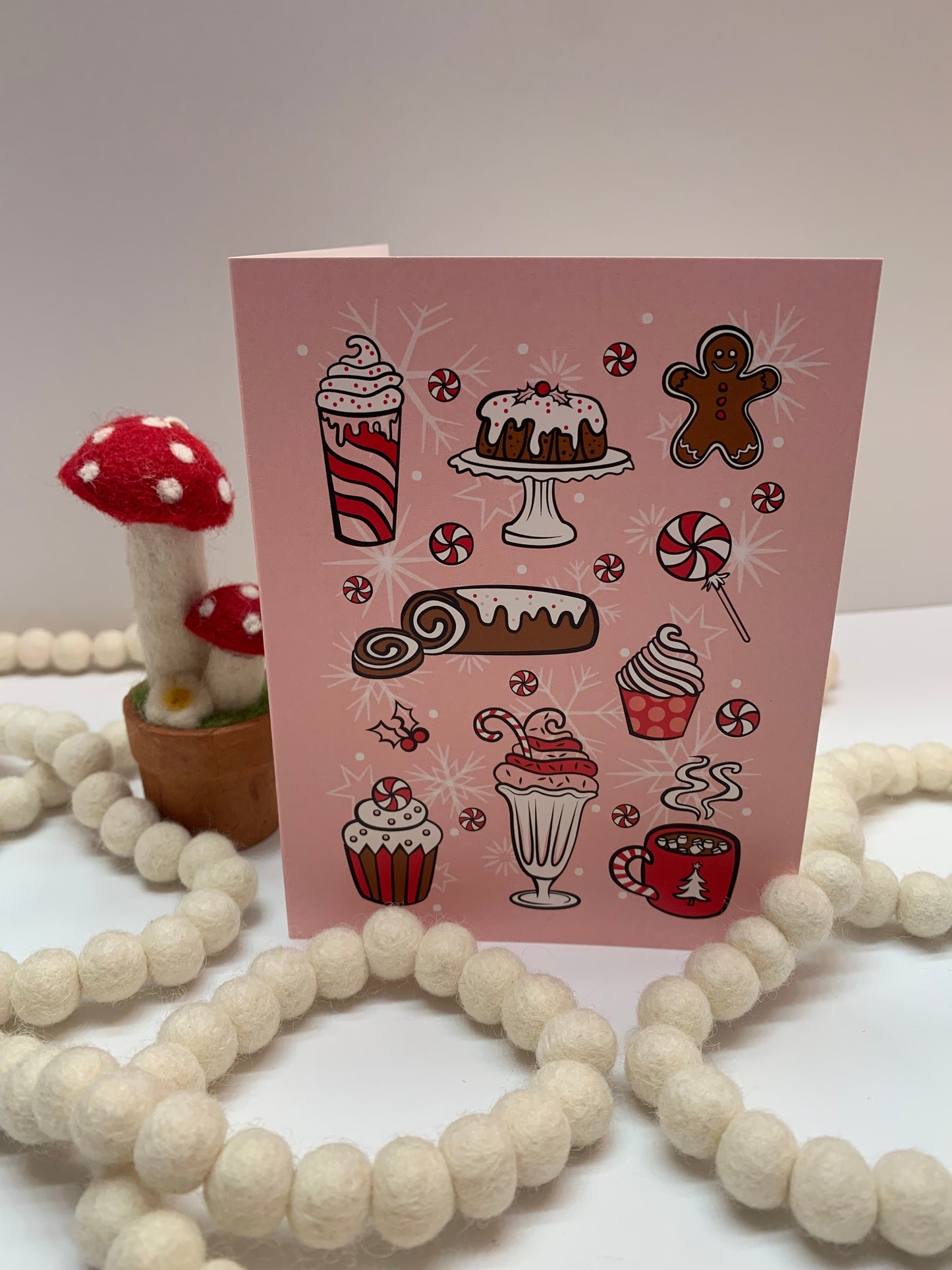 Pink Desserts Christmas Card