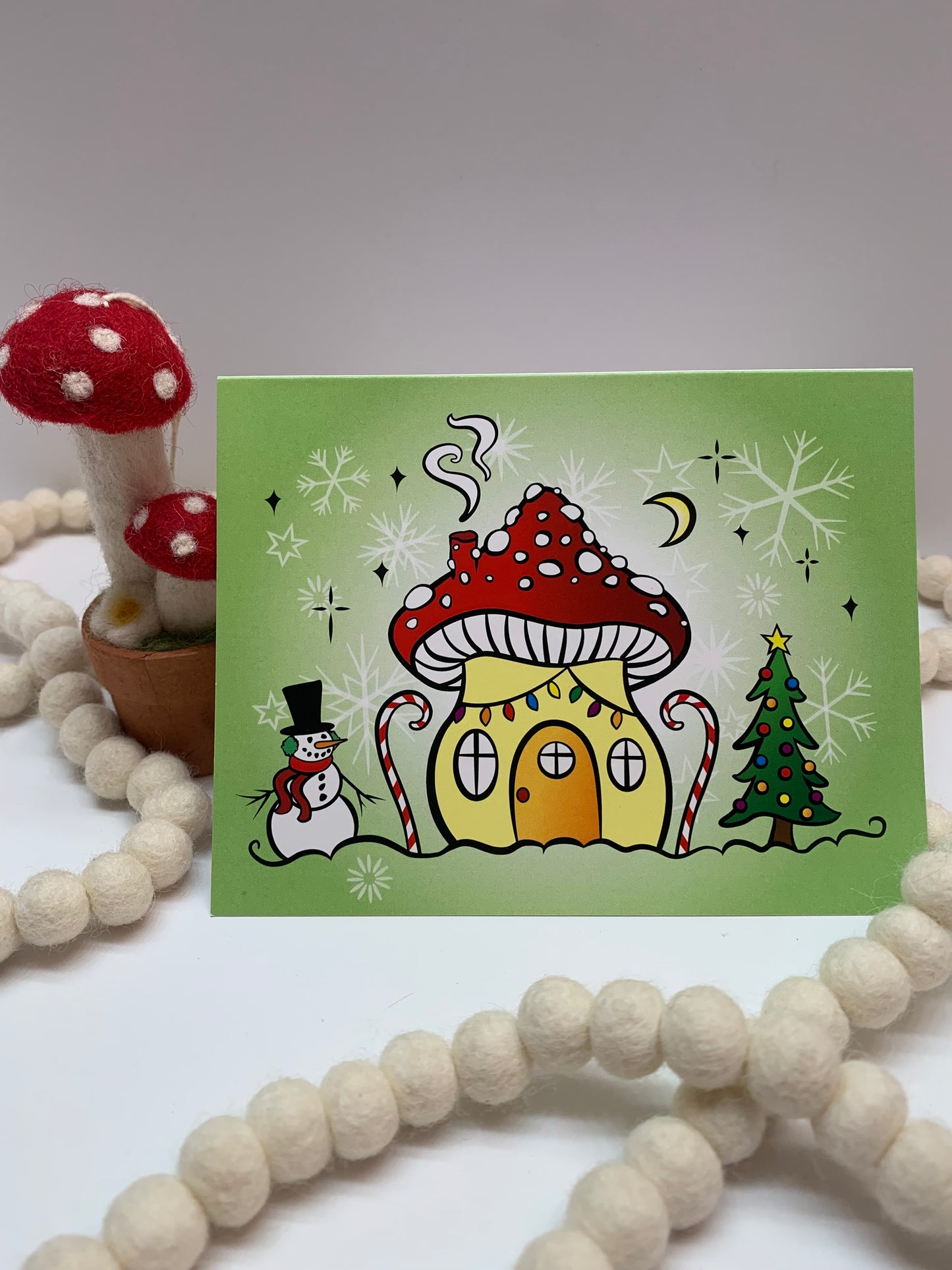 Mushroom House Christmas Card