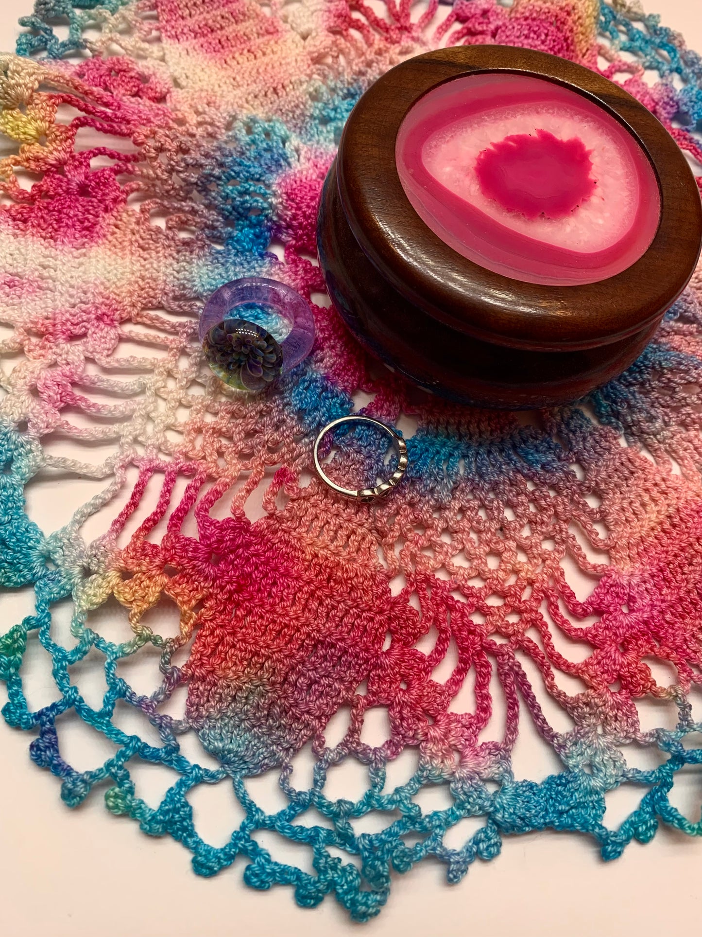 Pink & Blue Round Doily