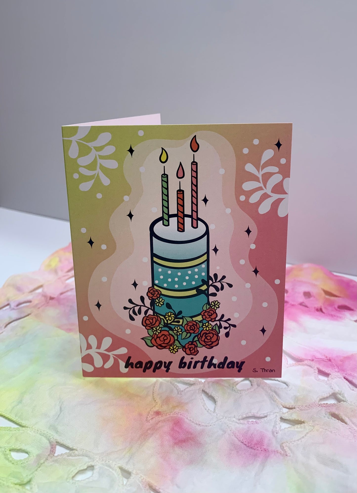 Pink and Green Birthday Card