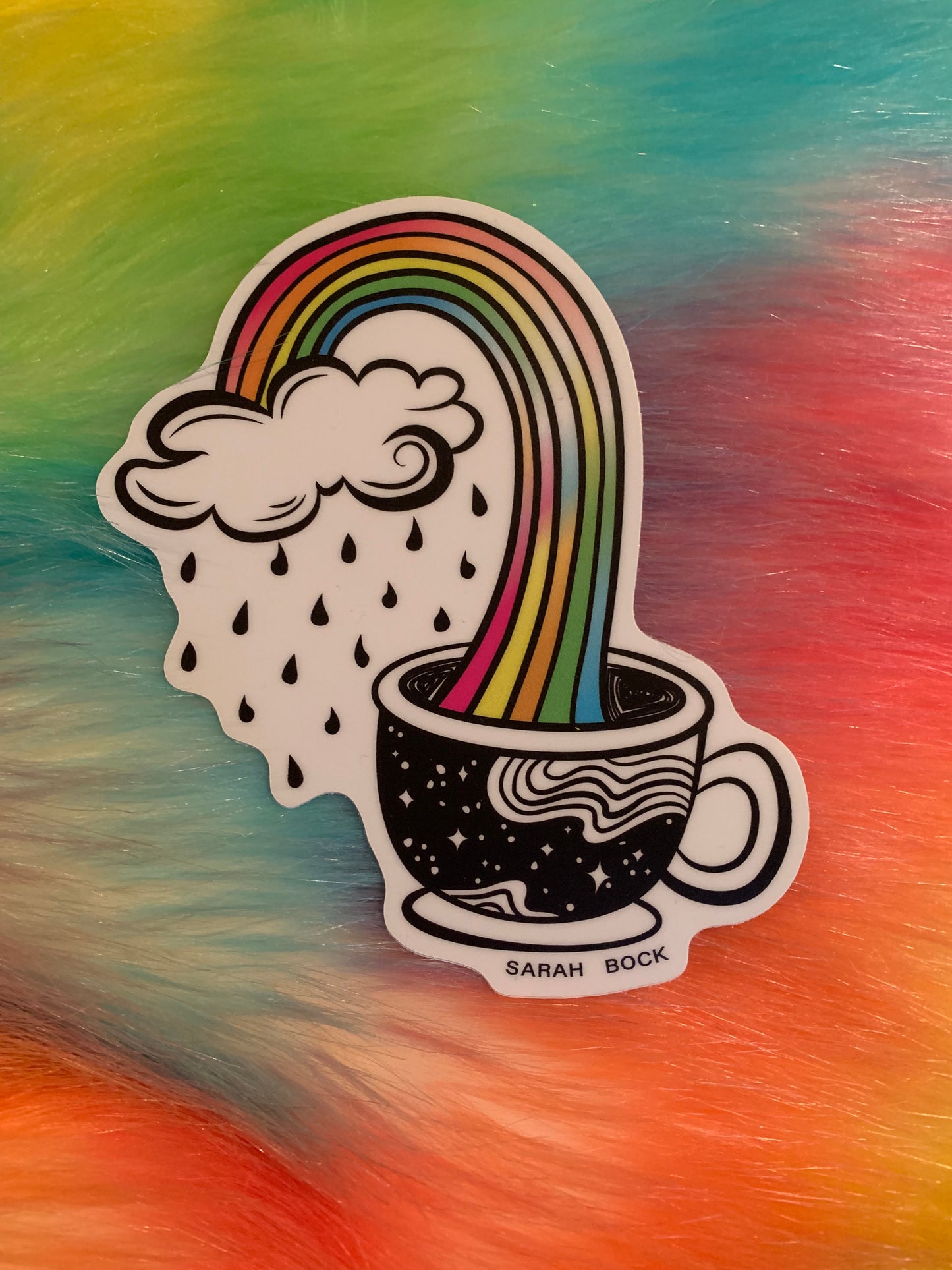 Rainbow in a Coffee Cup Sticker